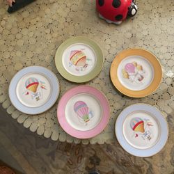  Email de Limoges Hot Air Balloon Salad Plates, Hot Air Balloon Desse