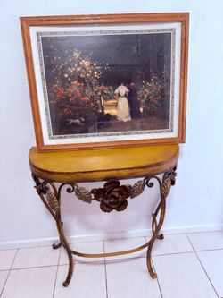 Rose painting with antique rose table
