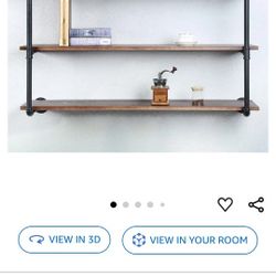 Wall Mount Metal 3-Shelf, INDUSTRIAL,  Iron Pipe DIY 