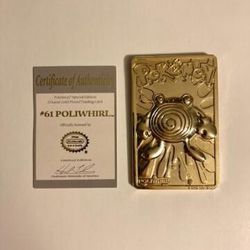 Pokemon 22k  Gold Polywhirl Card
