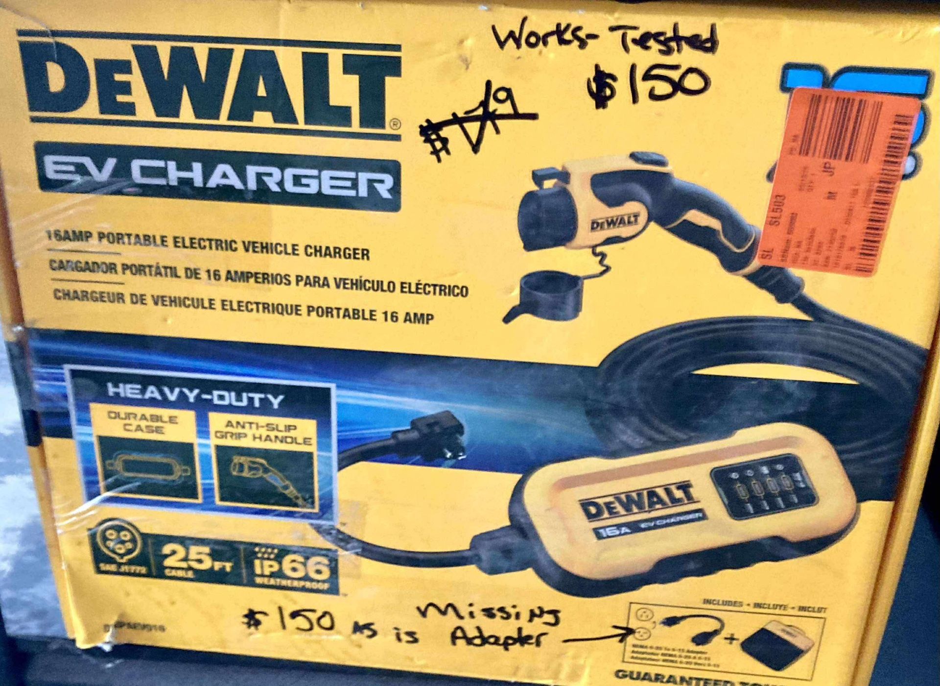 DeWalt Portable Electric Vehicle Charger