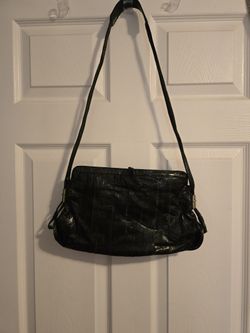 Vintage Eel Skin Black Leather Shoulder Bag