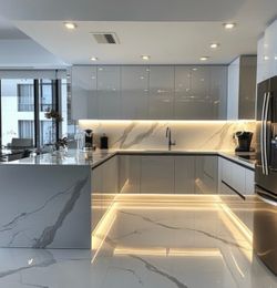 High gloss kitchen cabinets
