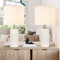 Lamp 21" Modern Ceramic Table Lamp Set of 2 for Bedroom