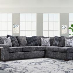NEW DARK GREY SECTIONAL SOFA AND FREE DELIVERY- SPECIAL FINANCING AVAILABLE 