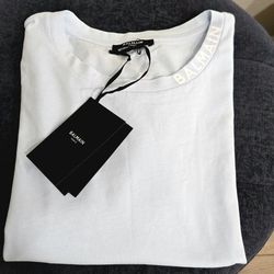 Brand New Balmain Men's Logo Light Blue Cotton T-Shirt Size M,L, XL