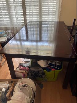 Dining room table, chairs and buffet