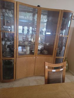 Dining room table and cabinet