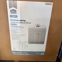 Project Source Dover 24-in Light Gray Single Sink Bathroom Vanity with White Cultured Marble Top