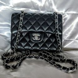 CHANEL MINI QUILTED CAVIAR OVER THE SHOULDER FLAP BAG