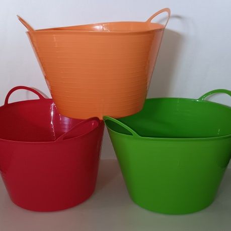 lot of 3 Dollar Tree colored plastic buckets with handles ALL 3 for $2! for  Sale in Boca Raton, FL - OfferUp