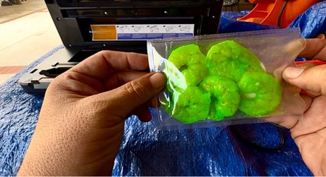 Chartreuse Salty Shrimp and Squid in Sealed Bag
