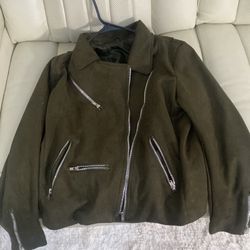 Green Spring Waist Motorcycle Style Jacket