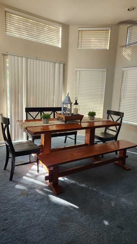 Dining Table With Chairs & Benches