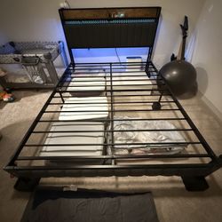 Queen-Sized Carly-Mo Bed Frame With Charging Station