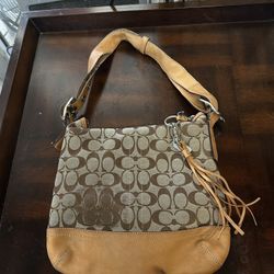 Coach Khaki Signature Leather Slim Crossbody Shoulder Bag