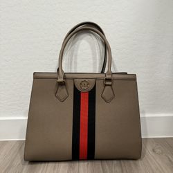 MM Marilyn Monroe Purse Handbag Brown Black Red Stripe Zip Pockets