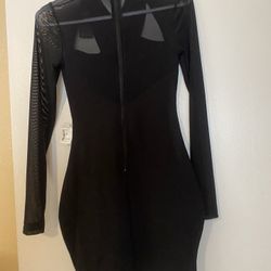 NEW - Black Dress - Long transparent sleeves