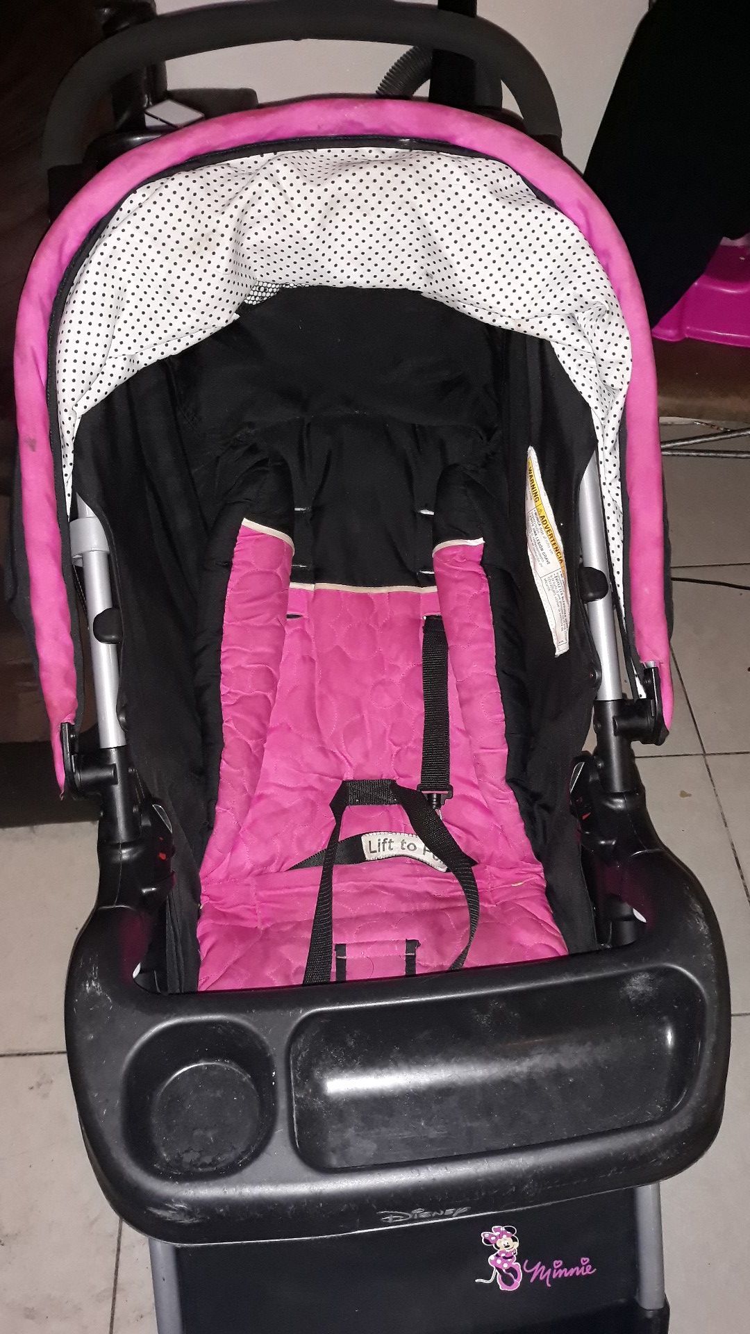 Minnie Mouse car seat and stroller