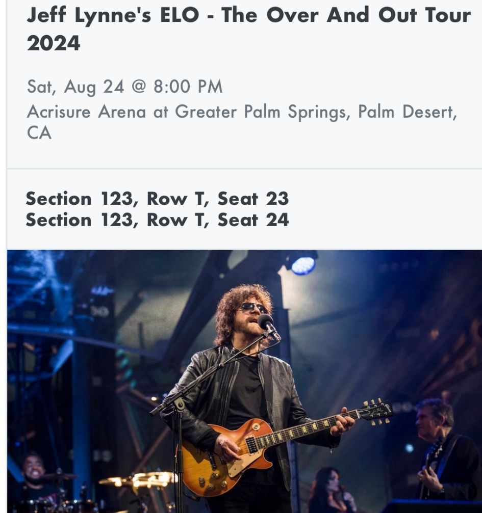 ELO CONCERT TICKETS