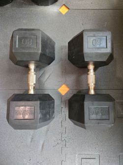 Hampton Dura-bell 80lb Urethane Rubber Hex Dumbbells