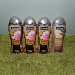 4 Softsoap Body Wash 20oz (3 Macadamia Oil & Soft Peony/1 Buttery Shea & Almond Oil) 