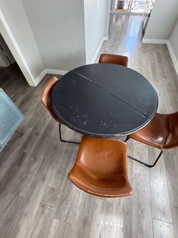 Round Black Wood Table and chairs