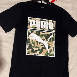 Mens Black And Camo Puma T-shirt