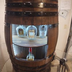 Custom Half Barrell Turned Into Liquor Cabinet