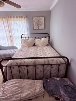 Metal Queen bed frame, head and foot board.