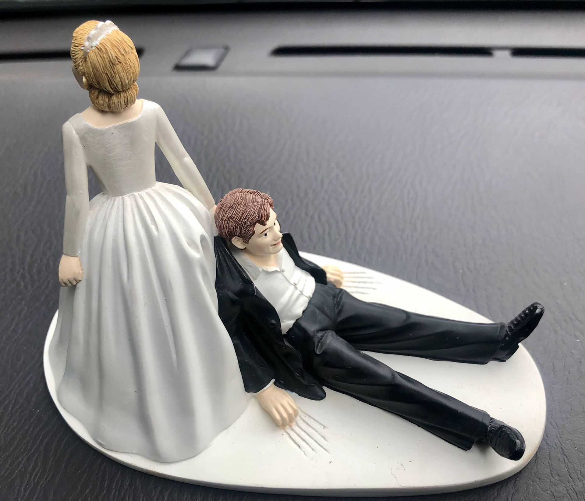 Wedding Cake Topper women dragging man