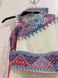 Palestinian Embroidered White Dress