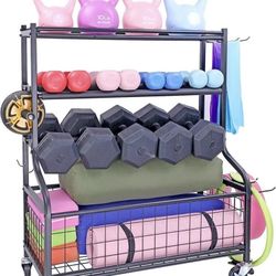 New Workout Storage Organizer for Dumbbells Kettlebells, Yoga Mat and Resistance Bands,