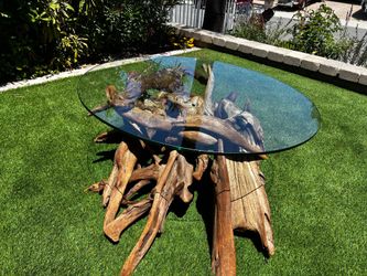 Custom Driftwood Coffee Table – 42" Glass Top – One of a Kind