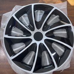 17” Black Gray Silver Hubcaps Rim Covers Set Of 4pcs Scratched Polveras, Tapas De Rin Platos, Tapa Cauchos