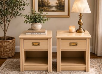 Vintage Light Wood MCM Nightstands