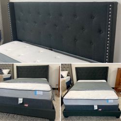 Queen Size Tufted Upholstered Bed, with Sealy Posturepedic Mattress and Boxspring $269.99 