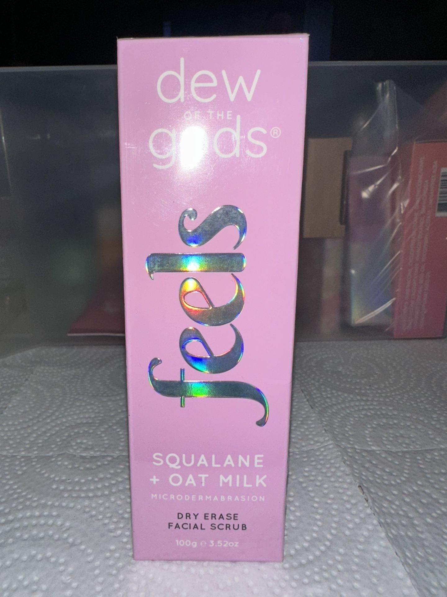 Dew of the gods squalane + oatmilk dry erase facial scrub