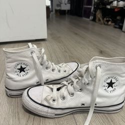 Custom Chuck Taylor All Star By You - Converse ALL WHITE, 6.5 Women’s; Barely Worn !