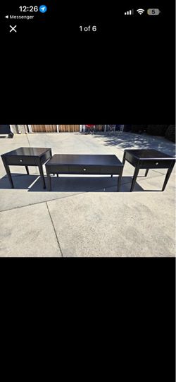 3-Piece Black Coffee and End Table Set