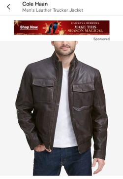 NEW Cole Haan Men's Leather Trucker Jacket