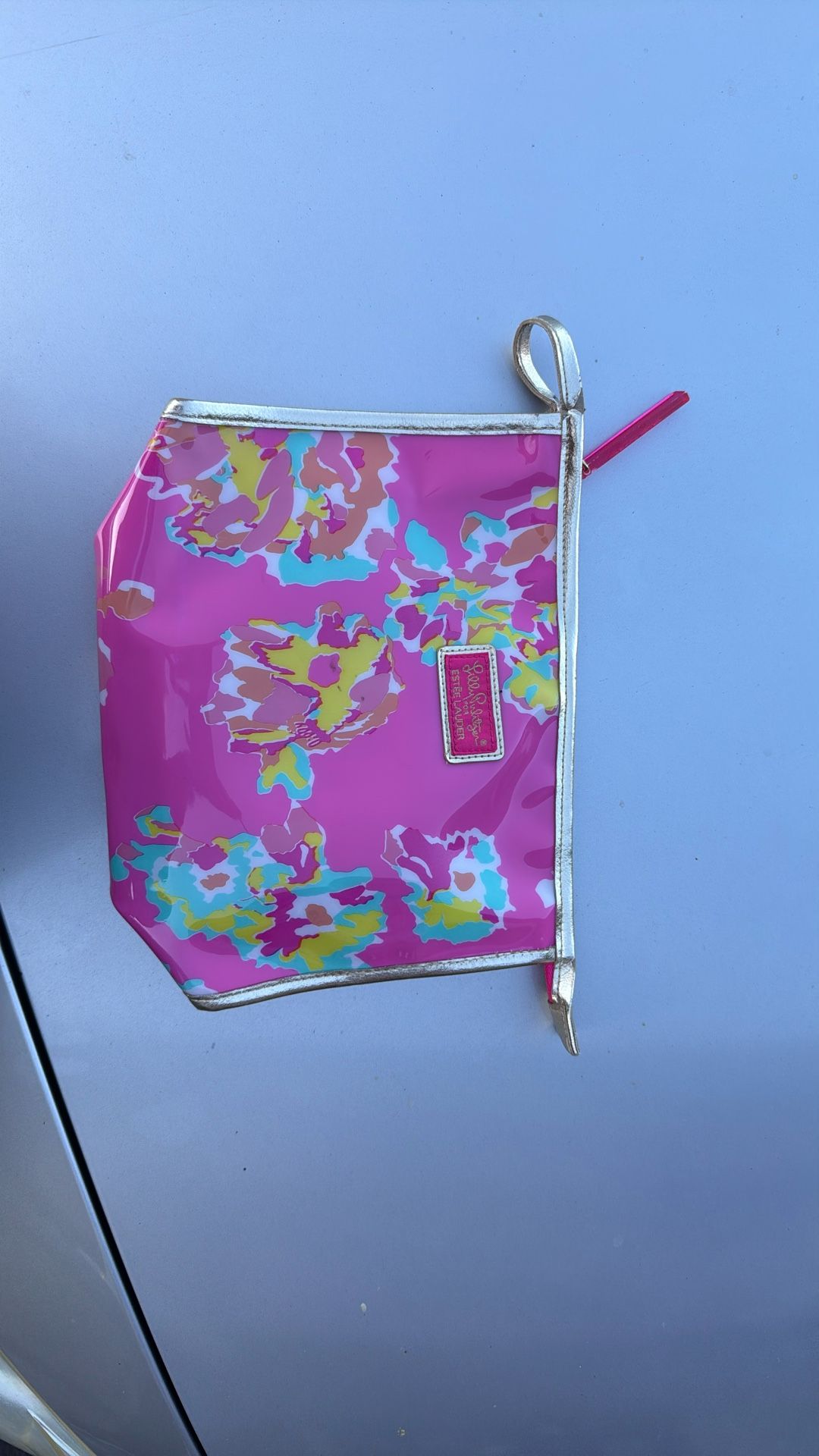 Lilly Pulitzer For Estee Lauder Make Up Bag Case Clutch Pink Gold 10 x 7 x 4