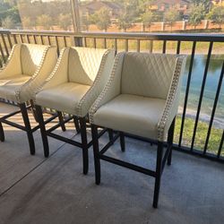 Milano Ivory Upholstered 28" H Bar Stools