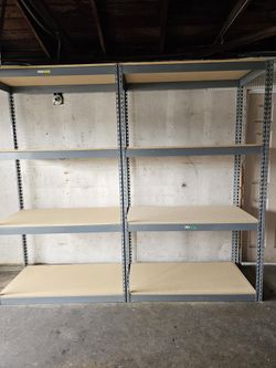 4 Tier Shelving 48 in W x 24 in D American Made Used Heavy Duty Steel Boltless Storage Rack Delivery Available