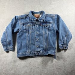Vintage Levi's Denim Jacket Kids Size 7 Blue Type 3 Style Trucker Y2K #3081
