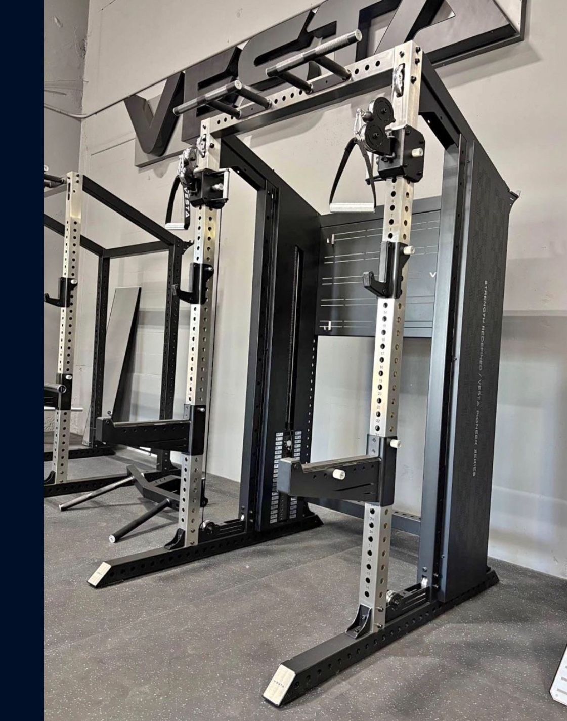 Commercial Half Rack with Functional Trainer Cable Pulley System with 200lb Weight Stacks
