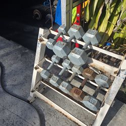 Sets of Dumbbells & rack