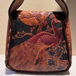 Leather Peacock Shoulder Bag