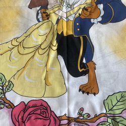 Vintage Beauty and the Beast 2 piece twin sheet set and blanket 