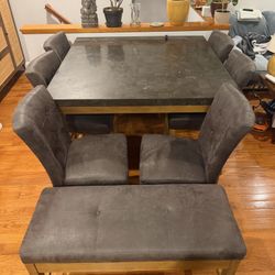 Bluestone Dark Grey Marble Dining Set